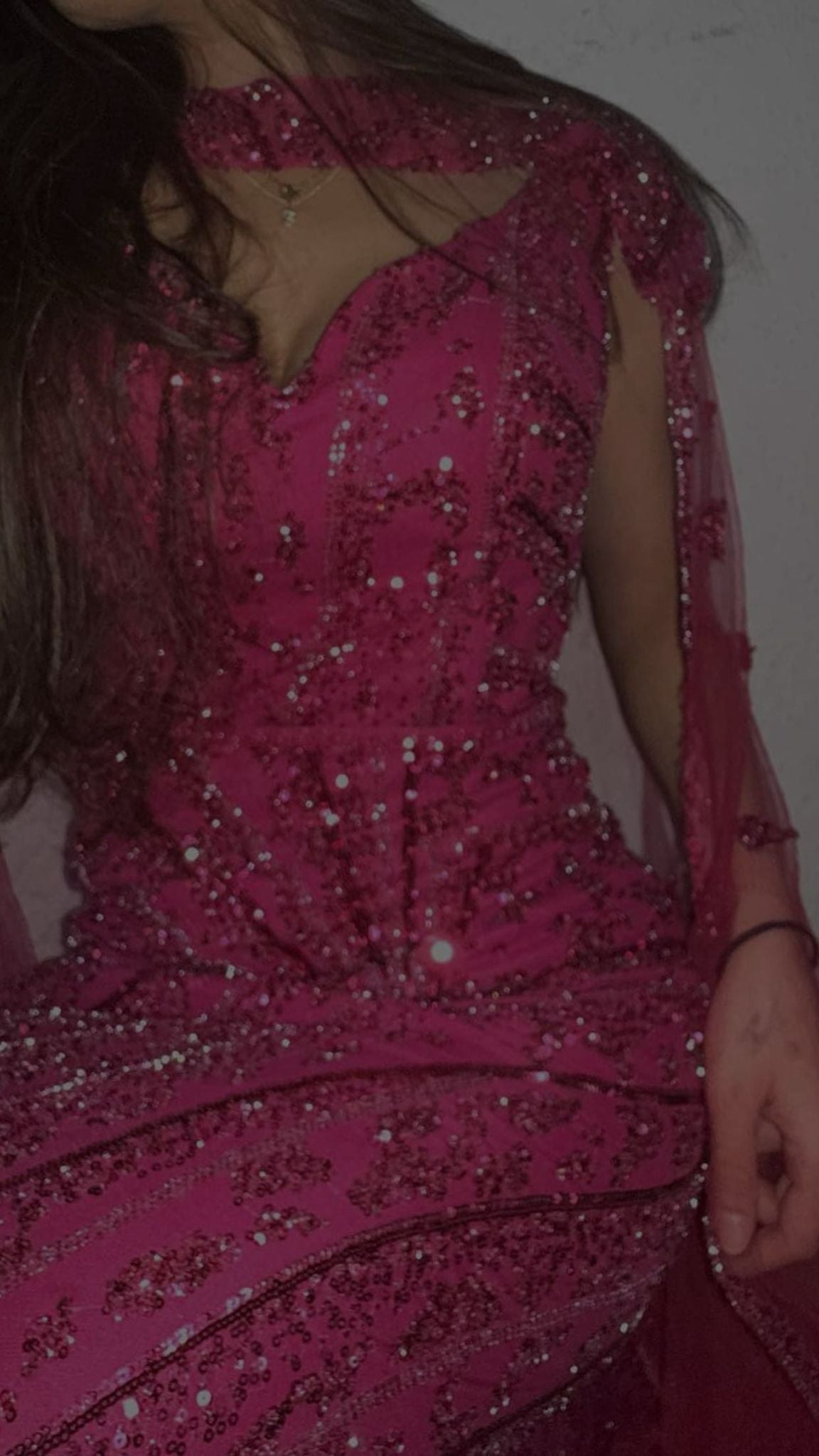 Traditionelles Kurdisches Abendkleider- Hochzeitskleider - Pink mit Pailletten